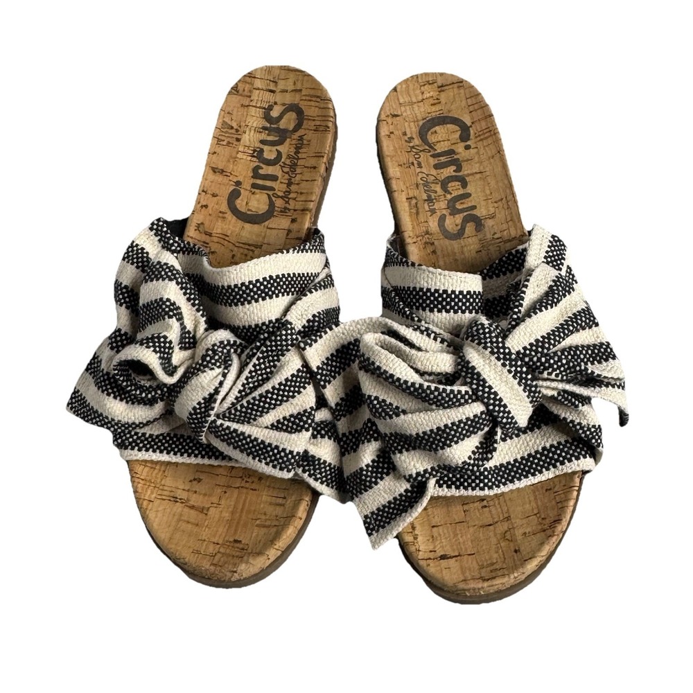 Circus by Sam Edelman Nicola Sandal Women 8 Striped Bow Nautical Beachy Flat